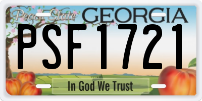 GA license plate PSF1721