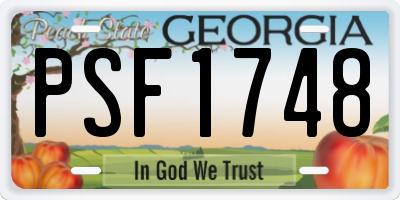 GA license plate PSF1748