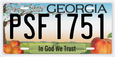 GA license plate PSF1751