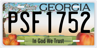 GA license plate PSF1752