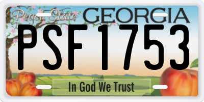 GA license plate PSF1753