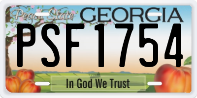 GA license plate PSF1754