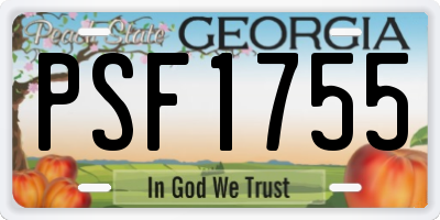 GA license plate PSF1755