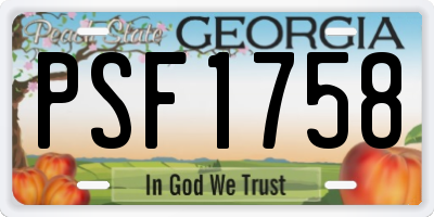 GA license plate PSF1758