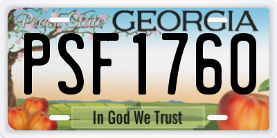 GA license plate PSF1760
