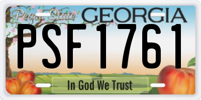 GA license plate PSF1761