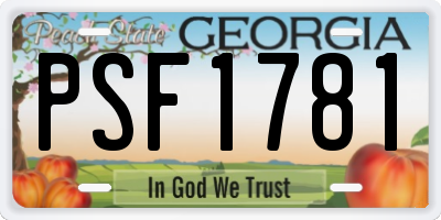 GA license plate PSF1781
