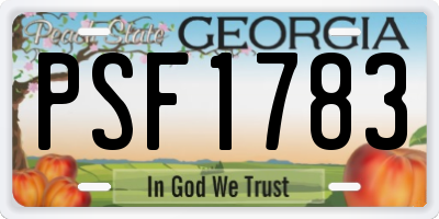 GA license plate PSF1783