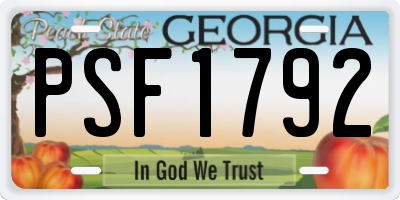 GA license plate PSF1792