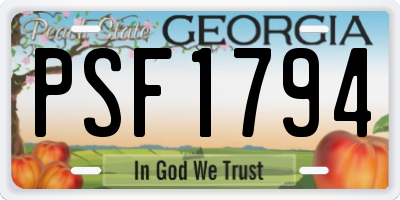 GA license plate PSF1794