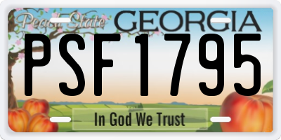 GA license plate PSF1795