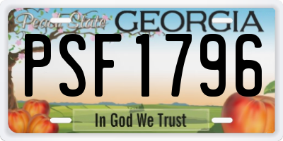 GA license plate PSF1796