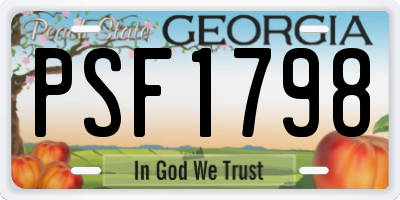 GA license plate PSF1798