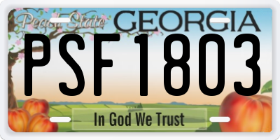 GA license plate PSF1803