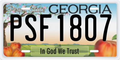 GA license plate PSF1807
