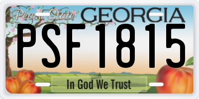 GA license plate PSF1815