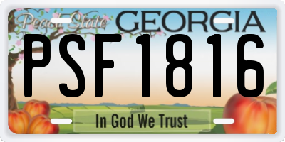 GA license plate PSF1816