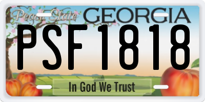 GA license plate PSF1818
