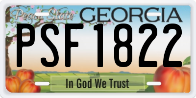 GA license plate PSF1822