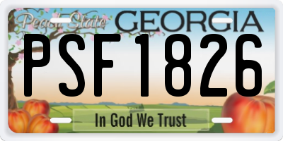 GA license plate PSF1826