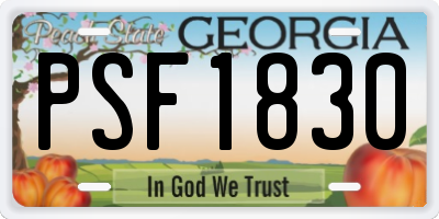 GA license plate PSF1830