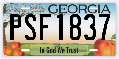 GA license plate PSF1837