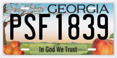 GA license plate PSF1839