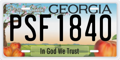GA license plate PSF1840
