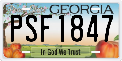 GA license plate PSF1847