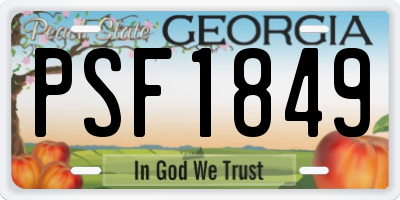 GA license plate PSF1849