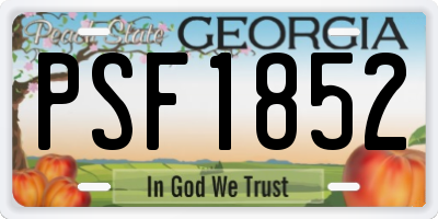 GA license plate PSF1852
