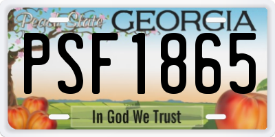 GA license plate PSF1865