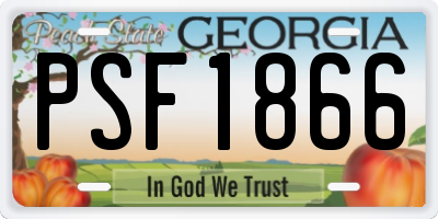 GA license plate PSF1866