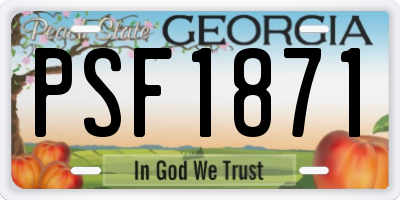 GA license plate PSF1871