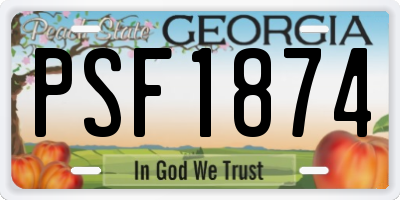 GA license plate PSF1874