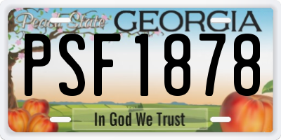 GA license plate PSF1878
