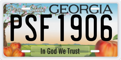 GA license plate PSF1906