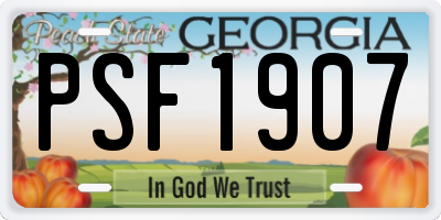 GA license plate PSF1907