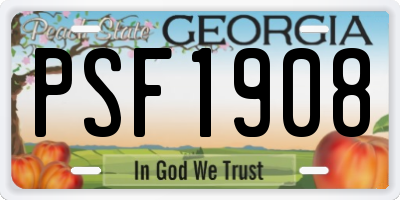 GA license plate PSF1908