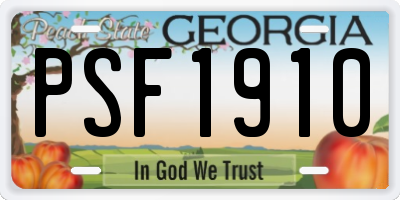 GA license plate PSF1910