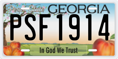 GA license plate PSF1914