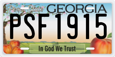GA license plate PSF1915