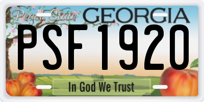 GA license plate PSF1920