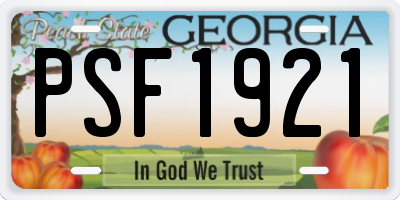 GA license plate PSF1921