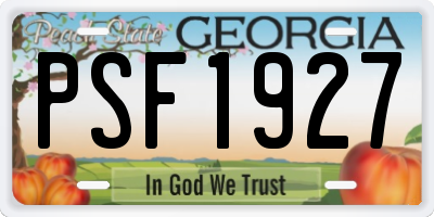 GA license plate PSF1927