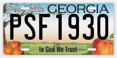 GA license plate PSF1930