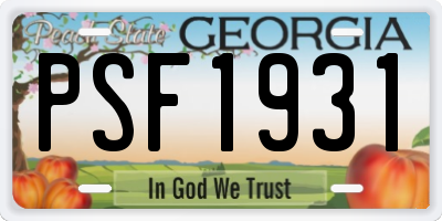 GA license plate PSF1931