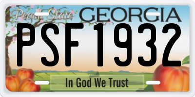 GA license plate PSF1932