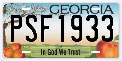 GA license plate PSF1933