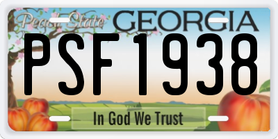 GA license plate PSF1938